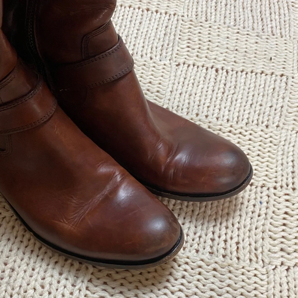Frye Melissa Harness Extended Leather Calf Tall Riding Boots Brown Size 9.5B - Picture 10 of 11